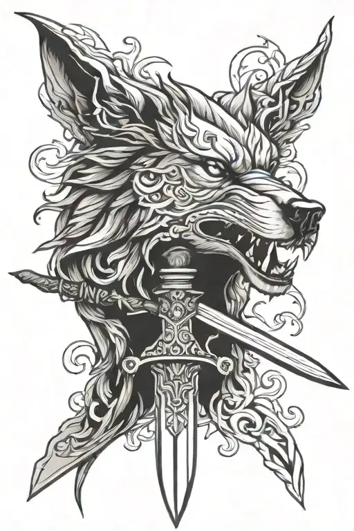 Sword Wolf tattoo design idea
