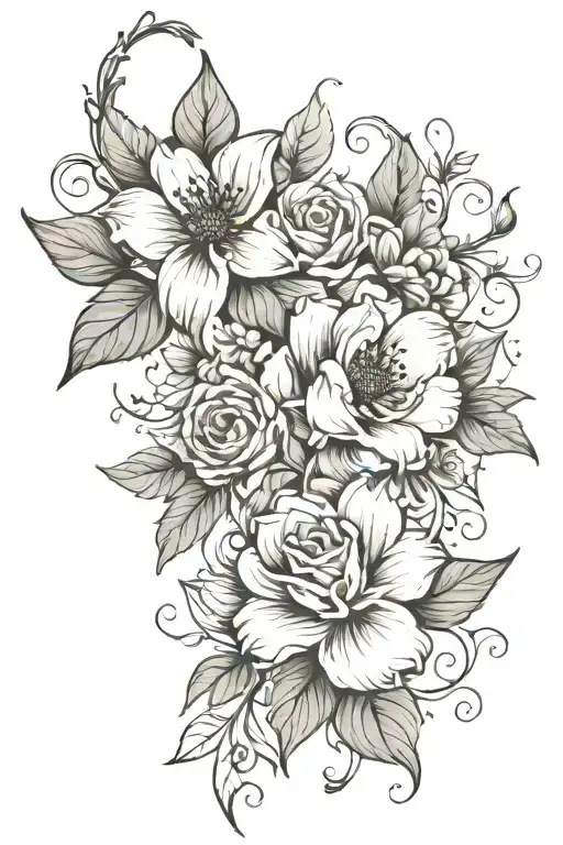 I want a floral tattoo that symbolized mother and daughter, winning, loving, learning, and growth without human images  tattoo design idea