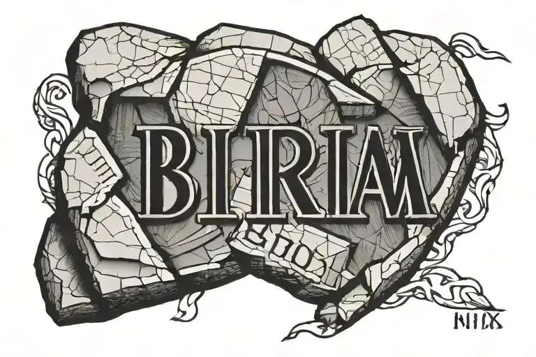 large stone with 2 Roman numeral birthdays carved into it tattoo design idea