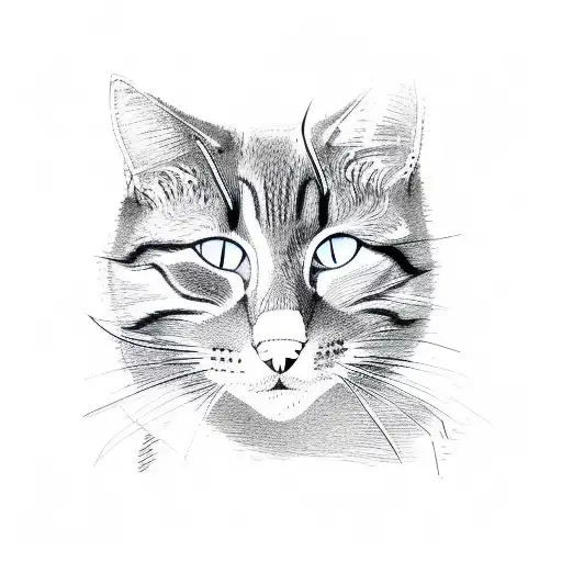 feral Cat with forest trees in background tattoo design idea