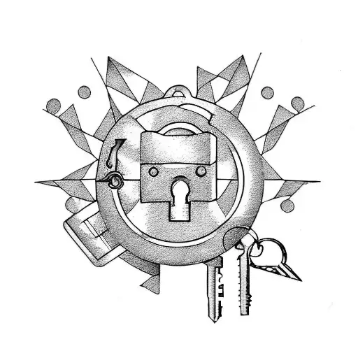 key and lock tattoo design idea