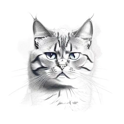 angry cat tattoo design idea