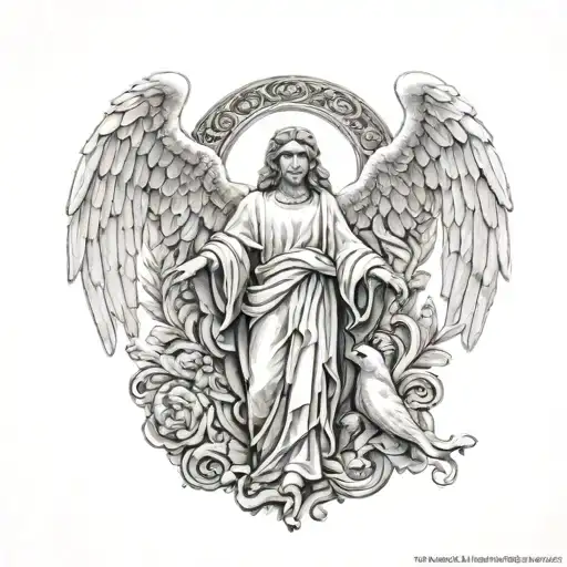 religious, angels, tattoo design idea