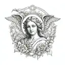 religious, angels, tattoo design idea
