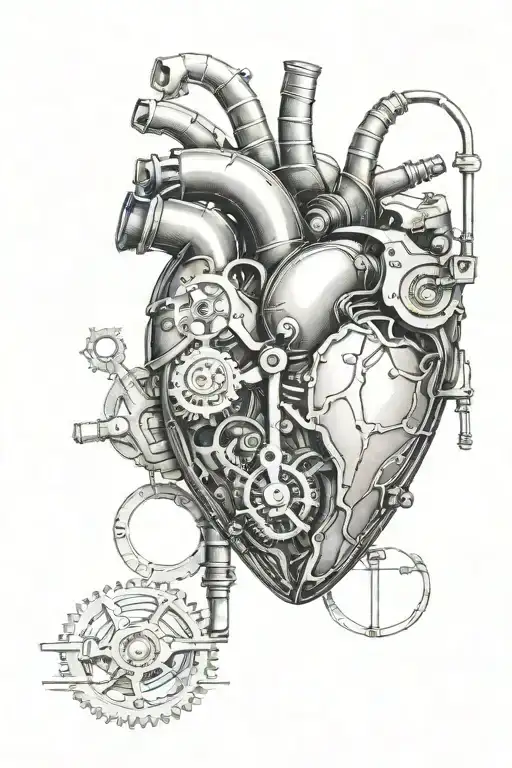 mechanical heart  tattoo design idea