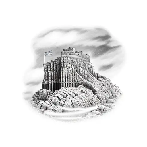 giants causeway and Edinburg castle tattoo design idea