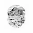 giants causeway and Edinburg castle tattoo design idea