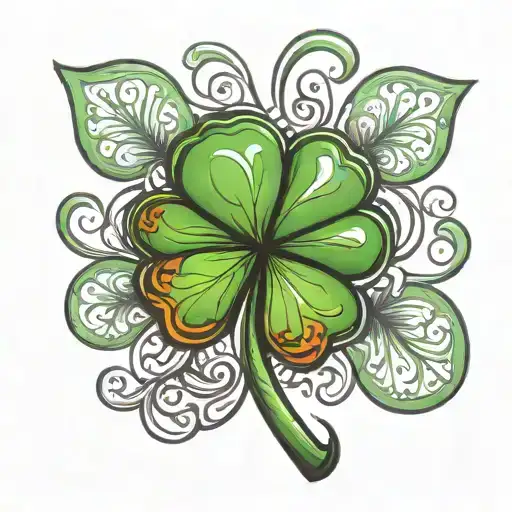 70.3 5 leaf clover tattoo design idea