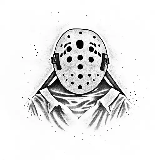 Machete with Jason Voorhees mask inside tattoo design idea