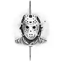 Jason Voorhees mask inside a machete tattoo design idea