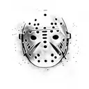 A machete with Jason Voorhees mask inside tattoo design idea