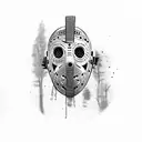 A machete with Jason Voorhees mask inside tattoo design idea