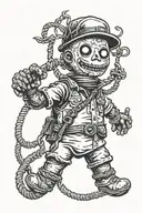 voodoo doll with noose cop hanging tattoo design idea