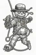 voodoo doll with noose cop hanging tattoo design idea