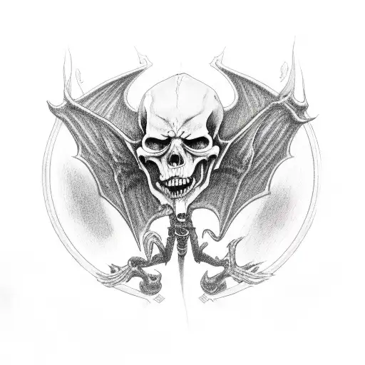 grim reaper holding satans head tattoo design idea