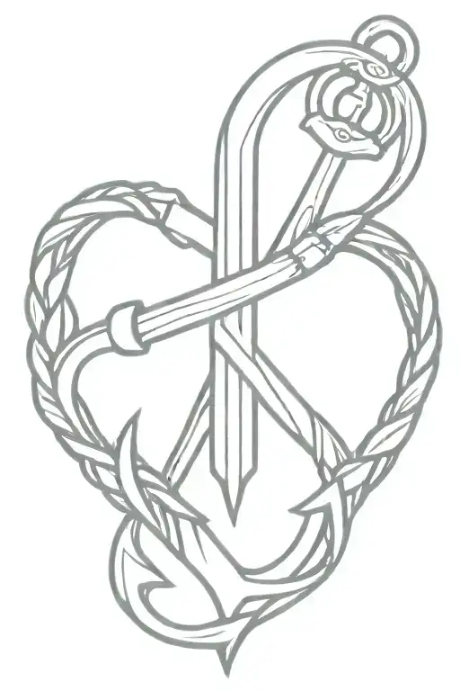Choss heart anchor intertwined tattoo design idea