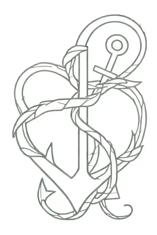 Choss heart anchor intertwined tattoo design idea