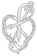 Choss heart anchor intertwined tattoo design idea