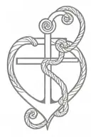 Choss heart anchor intertwined tattoo design idea