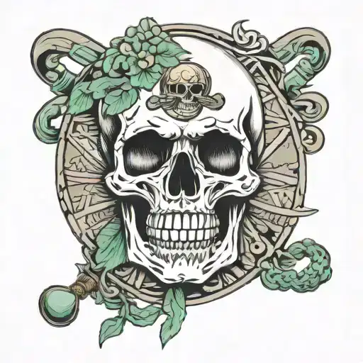 skull and medal of sao bento tattoo design idea
