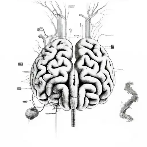 the brain and heart are connected and controlled by hands wires  tattoo design idea