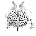 the brain and heart are connected and controlled by hands wires  tattoo design idea