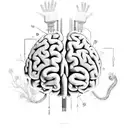 the brain and heart are connected and controlled by hands wires  tattoo design idea