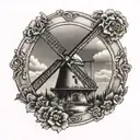 dutch windmill tattoo design idea