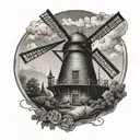 dutch windmill tattoo design idea