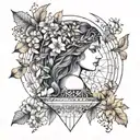 danu goddess and wildflowers tattoo design idea