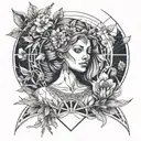danu goddess and wildflowers tattoo design idea