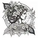 danu goddess and wildflowers tattoo design idea
