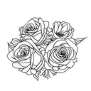 gin bottle labled XXX as a vase full of flowers tattoo design idea