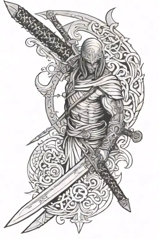 Assassins Ahura Mazda Katana tattoo design idea