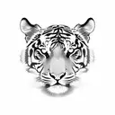 The empty spaces between the branches and leaves of the trees form the optical illusion of a tiger walking in the forest tattoo design idea