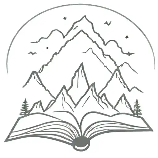 open book with three peaked mountain on top tattoo design idea