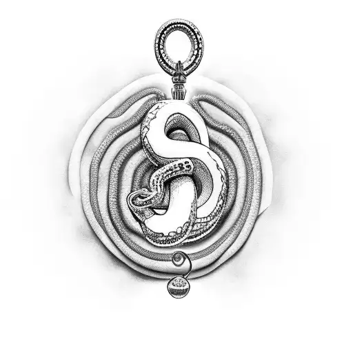 rosary beads morphing into a snake tattoo design idea