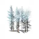 train engine on track coming out of trees tattoo design idea