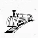 train engine on track coming out of woods tattoo design idea