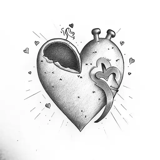 love heart but inside says love is for losers tattoo design idea