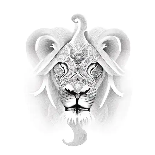 lion and elephant tattoo design idea