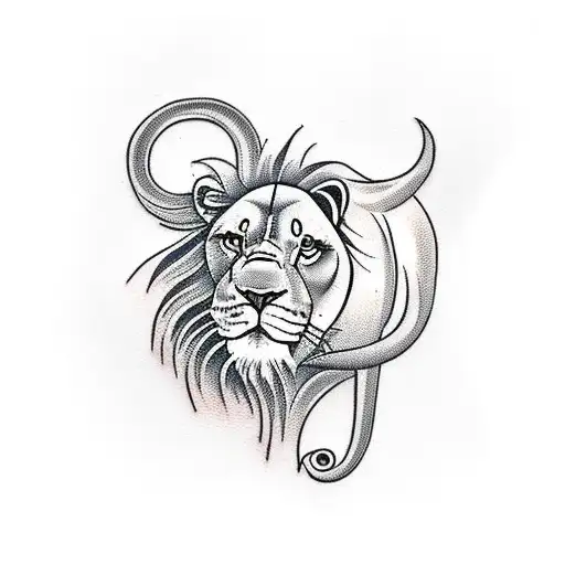 lion and elephant tattoo design idea