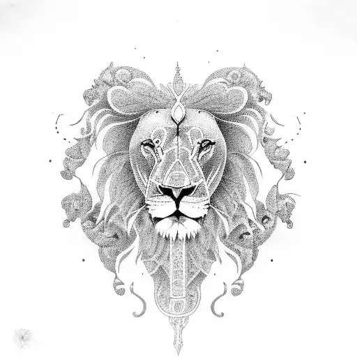 lion and elephant tattoo design idea