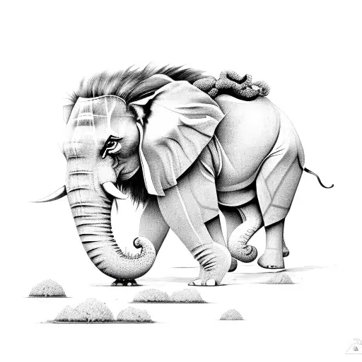 lion and elephant tattoo design idea
