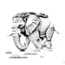lion and elephant tattoo design idea