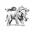 lion and elephant tattoo design idea