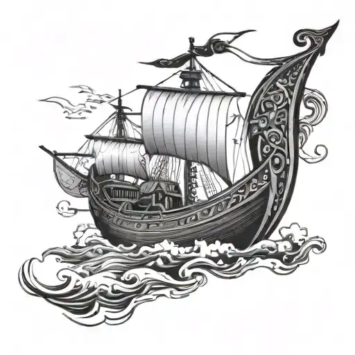 viking boat tattoo design idea