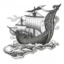 viking boat tattoo design idea