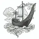 viking boat tattoo design idea