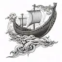 viking boat tattoo design idea